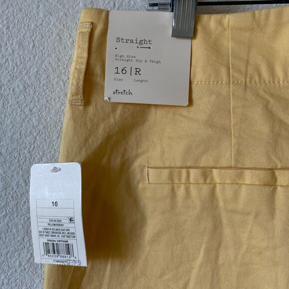 NEW A NEW DAY High Rise Straight Leg Pants Yellow Size 16 Stretch Ankle Length - Picture 3 of 5